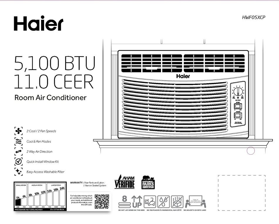 Haier HWF05XCP Window Air Conditioner, 5100 BTU N2