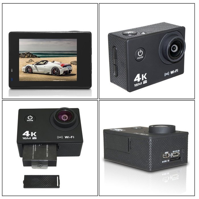 Pacuwi 4K WiFi Sports Action Camera ,30FPS 2.7K Resolution Waterproof, 2 Inch LCD Screen ,173 Degree Wide Angle...