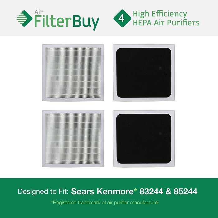 4 - 83159 Sears HEPA Filters - AFB HEPA. Fits Sears Kenmore air cleaner models 83244 and 85244. Designed by FilterBuy...