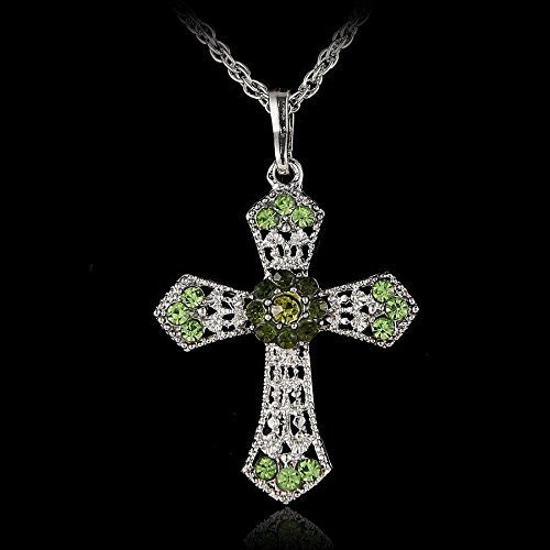 Silver Rhinestone CROSS With Sweater Chain Crystal Pendant Necklace Xmas Gifts N2