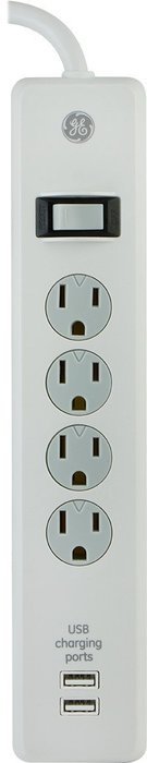 GE 13476 Surge Protector, 10 Outlets, 3000J, 2 USB Ports (2.1A), 6' Cord