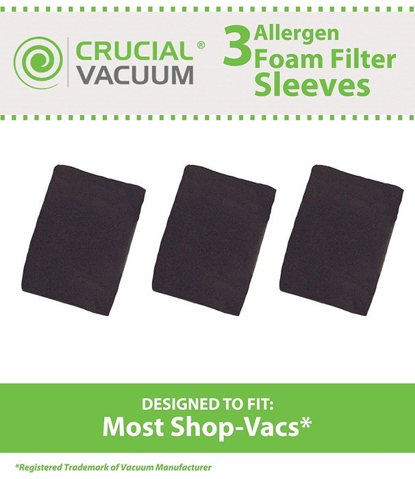 3 Shop Vac Foam Filter Sleeves Designed To Fit Most Shop-Vac Wet / Dry Vacuums, Compare To Part # 90585, 9058500... N2