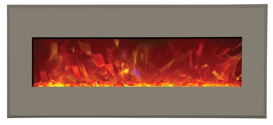 Amantii Advanced Series Wall Mount/Built-In Electric Fireplace with Coastal Blue Steel Surround, 58 Inch N12
