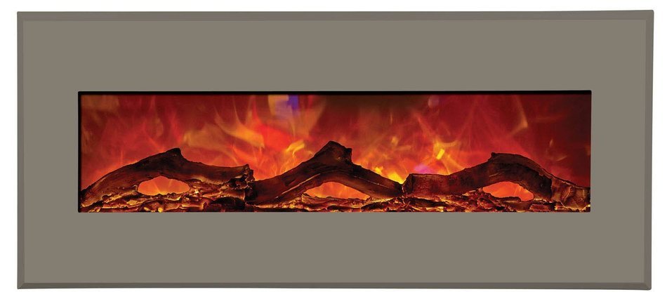 Amantii Advanced Series Wall Mount/Built-In Electric Fireplace with Coastal Blue Steel Surround, 58 Inch N13
