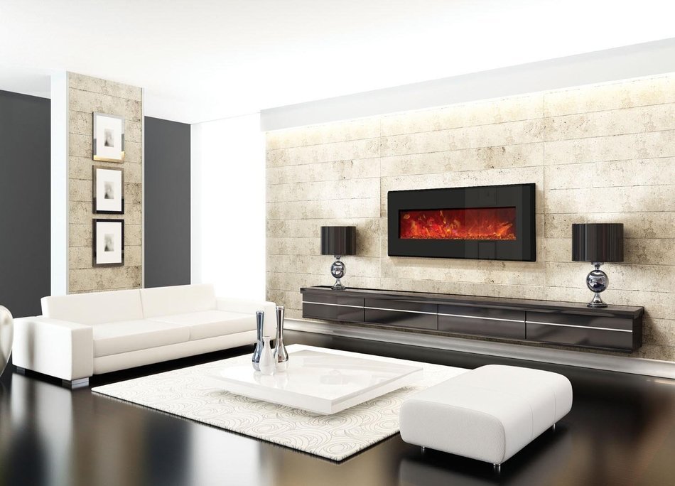 Amantii Advanced Series Wall Mount/Built-In Electric Fireplace with Coastal Blue Steel Surround, 58 Inch N14