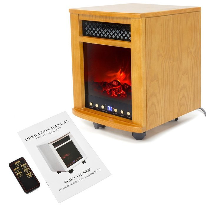 Electric Fireplace Heater 1500W Firebox Insert Heater 3D Wood Frame Oak N5
