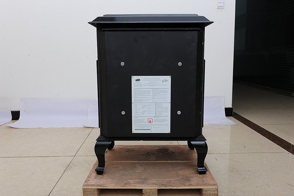HorseFlame Cast Iron Freestanding Wood Burning Stove HF717UAE Enamel Black N6