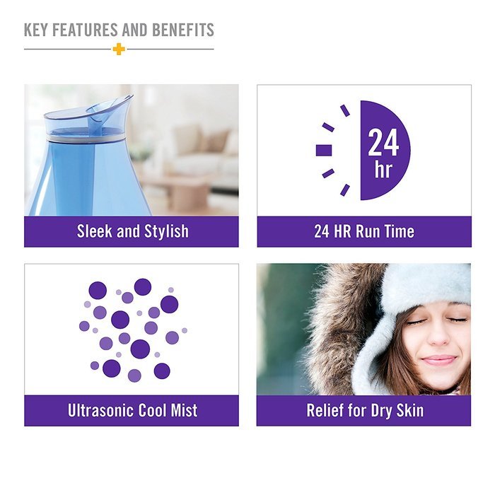 HealthSmart Mist XP Cool Mist Ultrasonic Germ-Free Humidifier, Whisper Quiet, Runs up to 24 Hours, Filter Free... N8