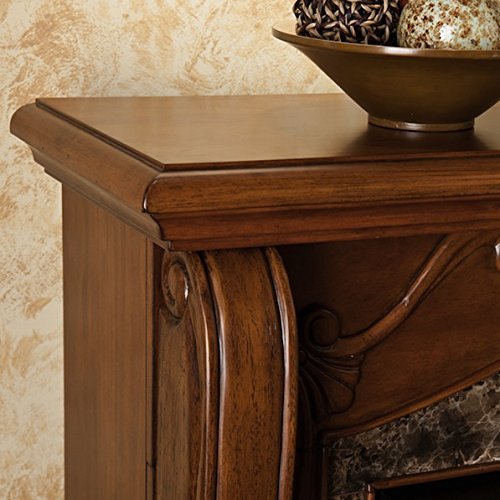 Sandro Walnut Stacked Stone Electric Fireplace N4