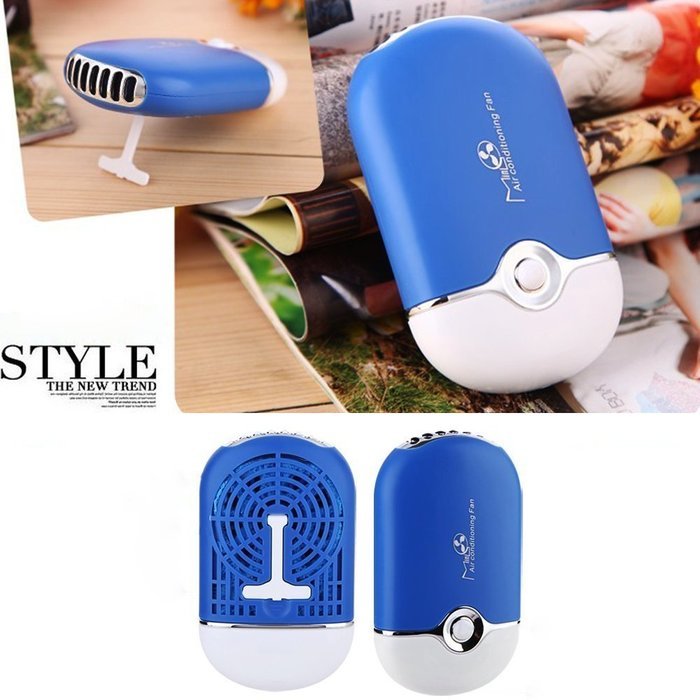 ESUMIC Portable Mini Air Conditioner Travel Handheld USB Rechargeable Cooling Fan for Summer Blue