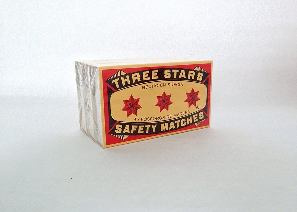 Swedish Match, Three Stars Safety Matches, 3 Pack, Strike-On-Box N3
