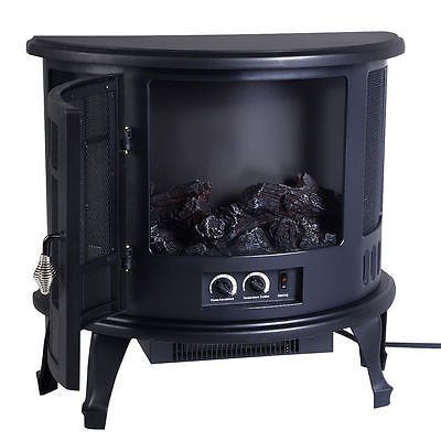 Free Standing Electric 1500W Fireplace Heater Fire Flame Stove Wood Adjustable N4
