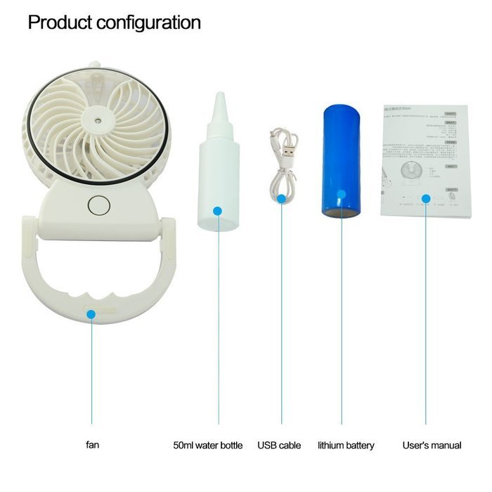 Welltop Table Fans Portable Desktop Humidifier Fan Handheld Fans Rechargeable Cooling Misting Fan Personal Cooling... N22