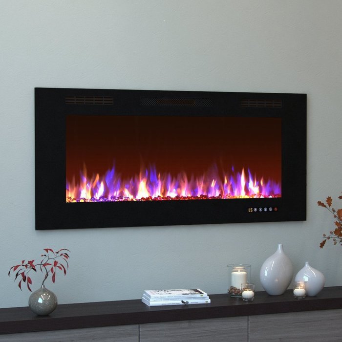 Moda Flame 50 Inch Bliss Crystal Recessed Touch Screen Multi-Color Wall Mounted Electric Fireplace N4