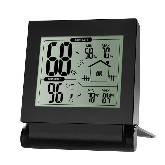 Primacc Temperature Humidity Monitor, Indoor Wireless Hygrometer Thermometer Meter- Black