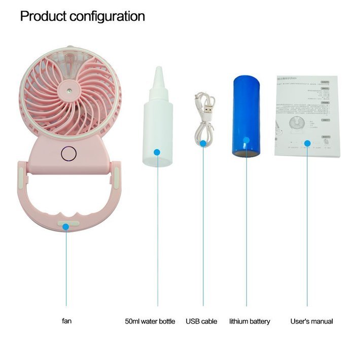 Welltop Table Fans Portable Desktop Humidifier Fan Handheld Fans Rechargeable Cooling Misting Fan Personal Cooling... N26