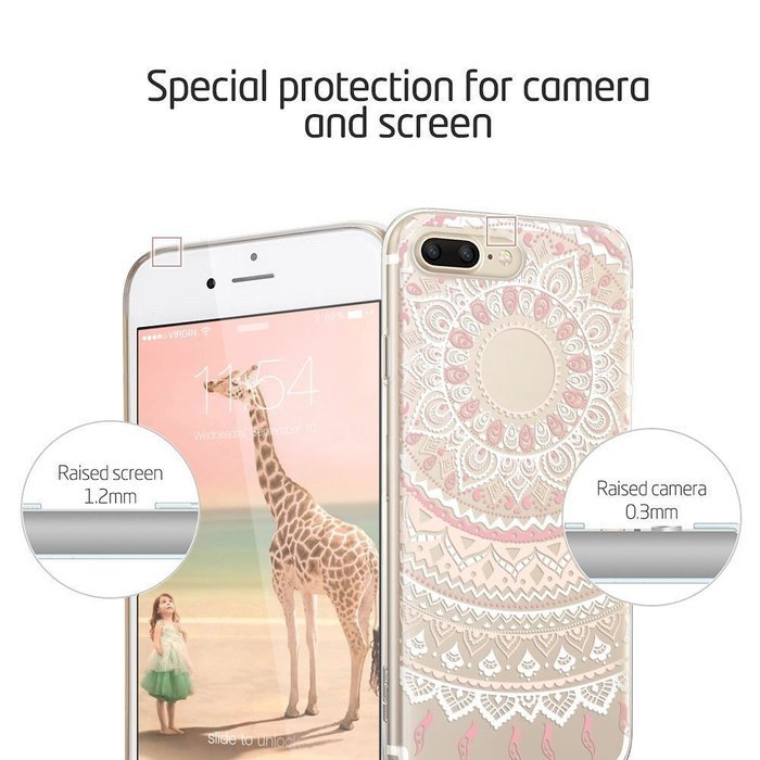 iPhone 7 Plus [5.5''] Case, JIAMY Mandala Sun Lace Totem Series Print Cover Vogue Soft TPU Crystal Back Unique... N4