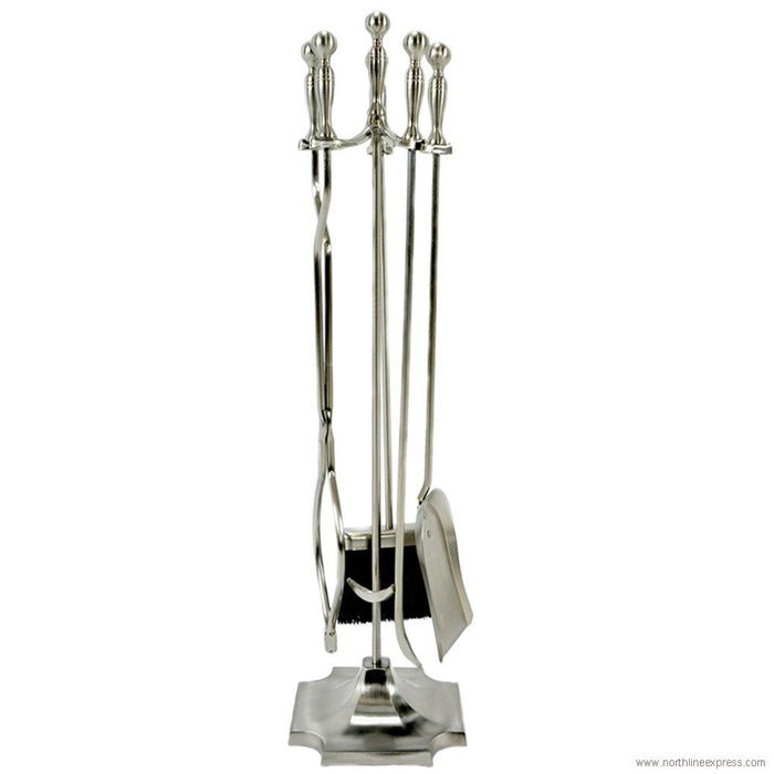 UniFlame Endless Summer F-7547 31" 5 Piece Fireset with Pedestal Base, Satin Pewter Finish N2