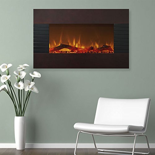 Northwest 36 inch Mahogany Remote Controlled Fireplace with Wall Mount & Floor Stand