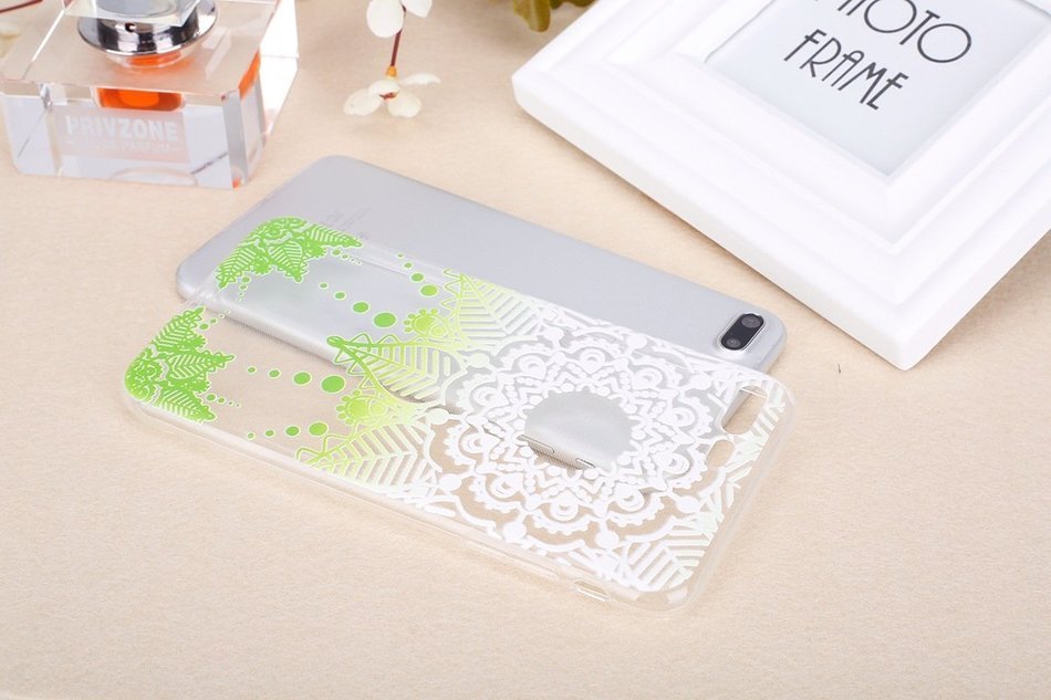 iPhone 7 Plus Case, PHEZEN Henna Mandala Floral Design [Scratch Resistant] Clear TPU Bumper Case Soft Rubber Gel... N22