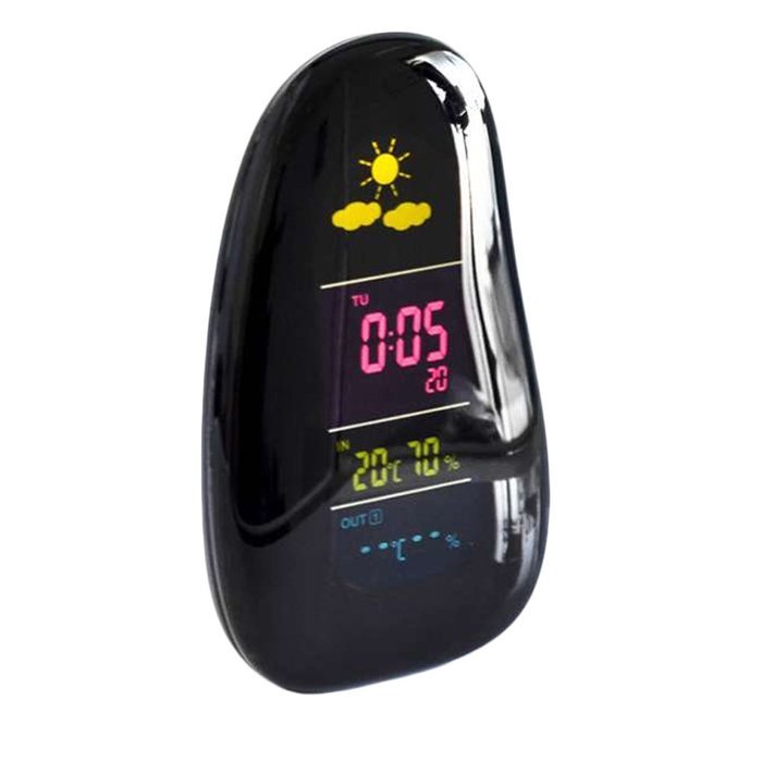 Wireless Weather Station - JVR H022 Cobblestone Color LED Wireless Weather Forecast Station with Remote Sensor...