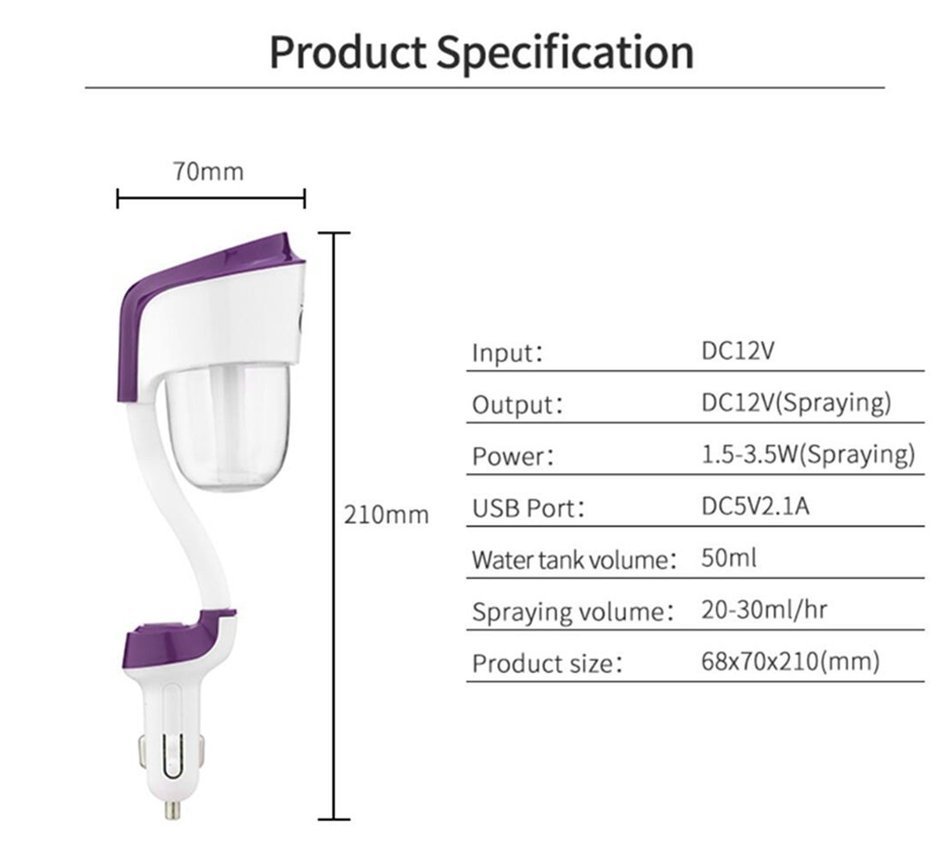 Car Humidifier and Aromatherapy Essential Oil Diffuser with 2-Usb Ports Car Charger, Namum II Waterless Auto Shut-off... N5