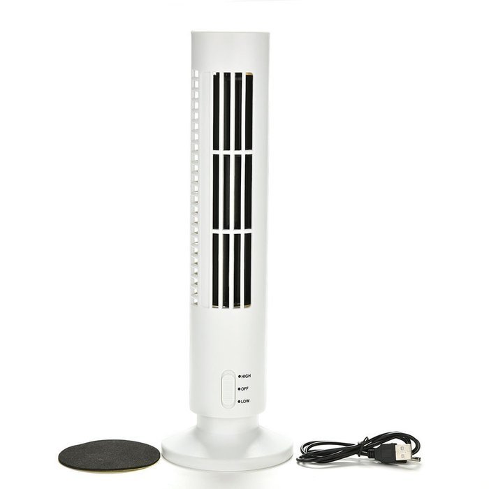 Portable USB Mini Bladeless No Leaf Air Conditioner Cooling Cool Desk Tower Fan, 100 x 100 x 330mm (approx.) (... N6