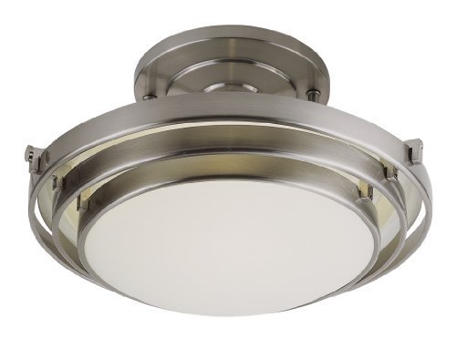 Trans Globe Lighting PL-2480 BN 16-Inch Energy Efficient Semi-Flush Mount, Nickel by Trans Globe Lighting