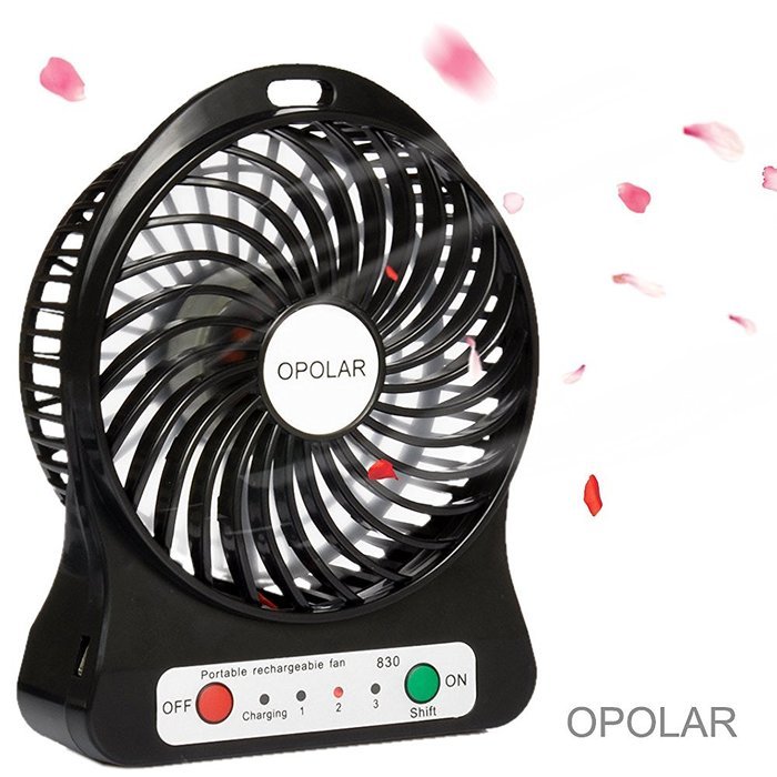 OPOLAR F101 Portable Rechargeable Fan, Mini USB fan with 1800mAh Lithium Battery, Night Light-Black N5