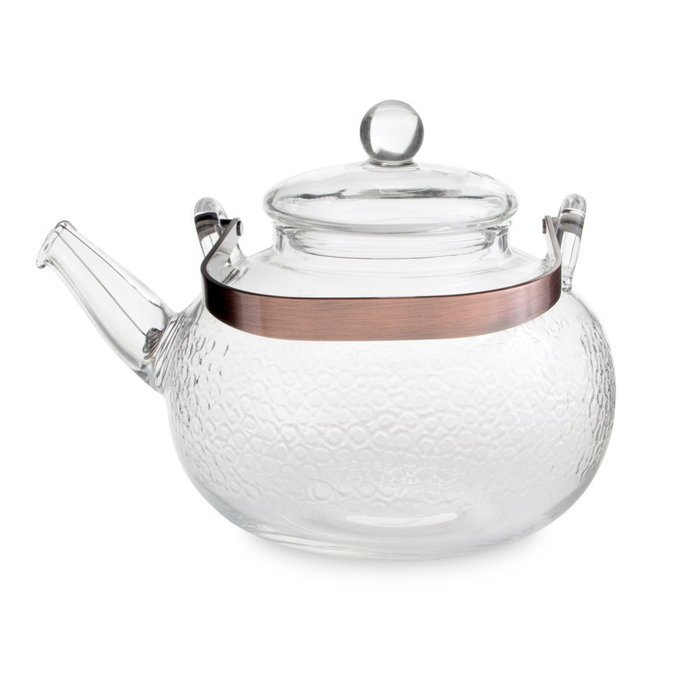 Yama Glass Yama Glass "Sassy" Tea Kettle, 24 oz., Clear