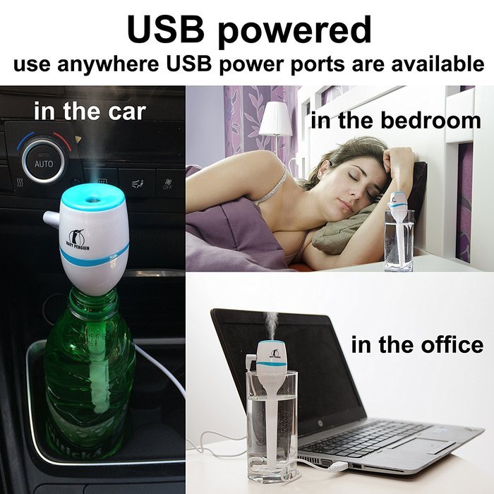 USB Ultrasonic Humidifier - Car, Travel and Office - Super Strong Cool Mist Diffuser - Mini Portable with Quiet... N6