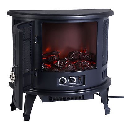 Free Standing Electric 1500W Fireplace Heater Fire Flame Stove Wood Adjustable N5