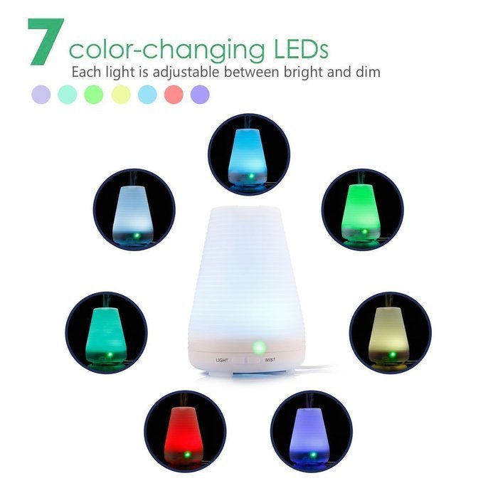 Aromatherapy Essential Oil Diffuser Portable Ultrasonic Cool Mist Aroma Humidifier with Color LED Lights Changing... N3