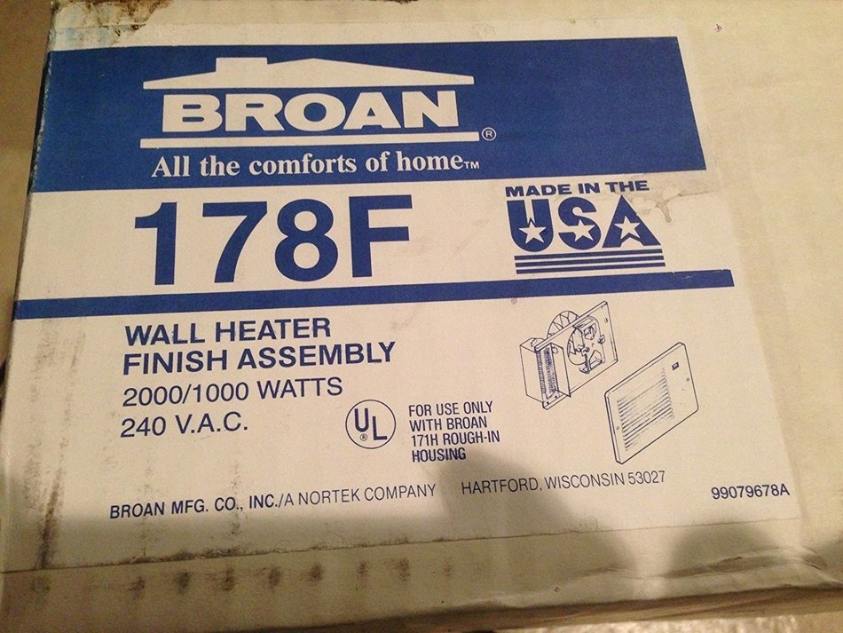 Broan 178F Wall Heater Project Pack, Multi-Watt 240/208V Fan-Forced - White N2