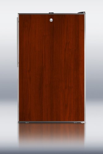 Summit CM421BLFRADA: ADA compliant 20" wide freestanding refrigerator-freezer with a lock, custom door for slide-in...