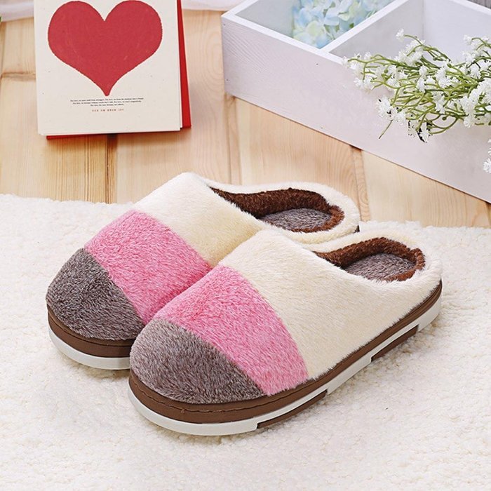 AutumnFall Women Home Floor Soft Slippers Female Cotton-padded Shoes Couple Shoes (7, Coffee) N4