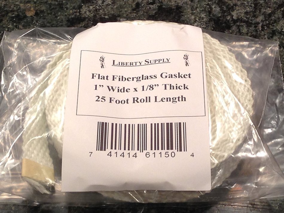 Flat Gasket Braided Fiberglass Rope 1/8" Thick x 1" Wide x 25' Roll. Wood Stove Door, Arch Pan, Oil Furnace