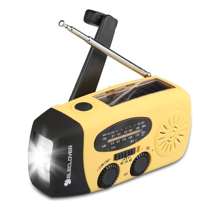 [2016 Upgraded Version] ELECLOVER Portable Dynamo Emergency Solar Crank AM/FM/NOAA(WB) Weather Radio with LED... N5