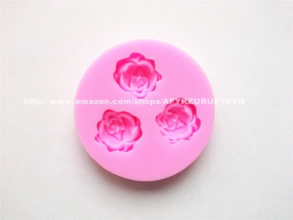 3 Roses Silicone Mould for Fondant Cake Sugar Paste Cake Decoration 3d Cake Toppers Mold Soap Mold 4.8*4.8*0.9cm...