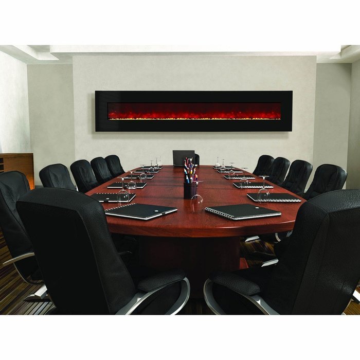 Amantii Advanced Series Wall Mount/Built-In Electric Fireplace with Coastal Blue Steel Surround, 58 Inch N21