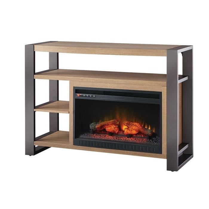 Glynnis 46 in. Media Console Infrared Modern Small Indoor Portable Electric Fireplace in Medium Ash Finish for... N3