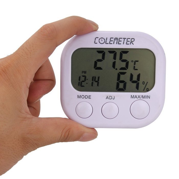 Mini Hygrometer, MOOST Indoor LCD Digital Humidity Thermometer Clock Temperature Meter Gauge for Bedroom Kitchen...
