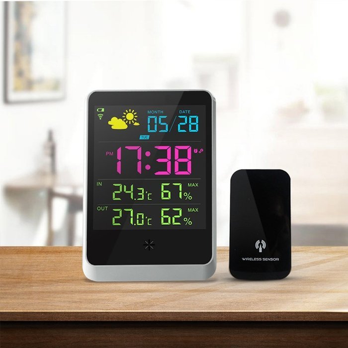 Indoor/Outdoor Wireless Connection Weather Station LCD Display Digital Temperature and Humidity Monitor and Weather...