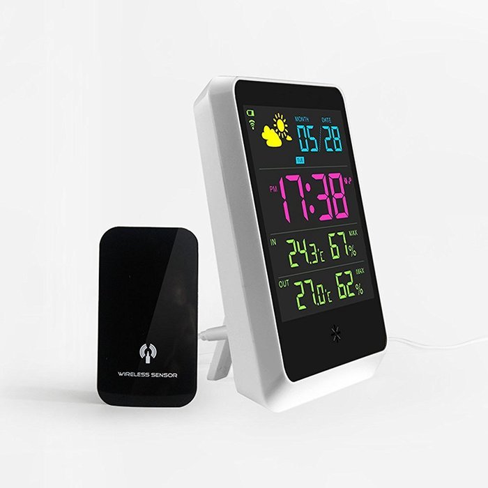 Indoor/Outdoor Wireless Connection Weather Station LCD Display Digital Temperature and Humidity Monitor and Weather... N2
