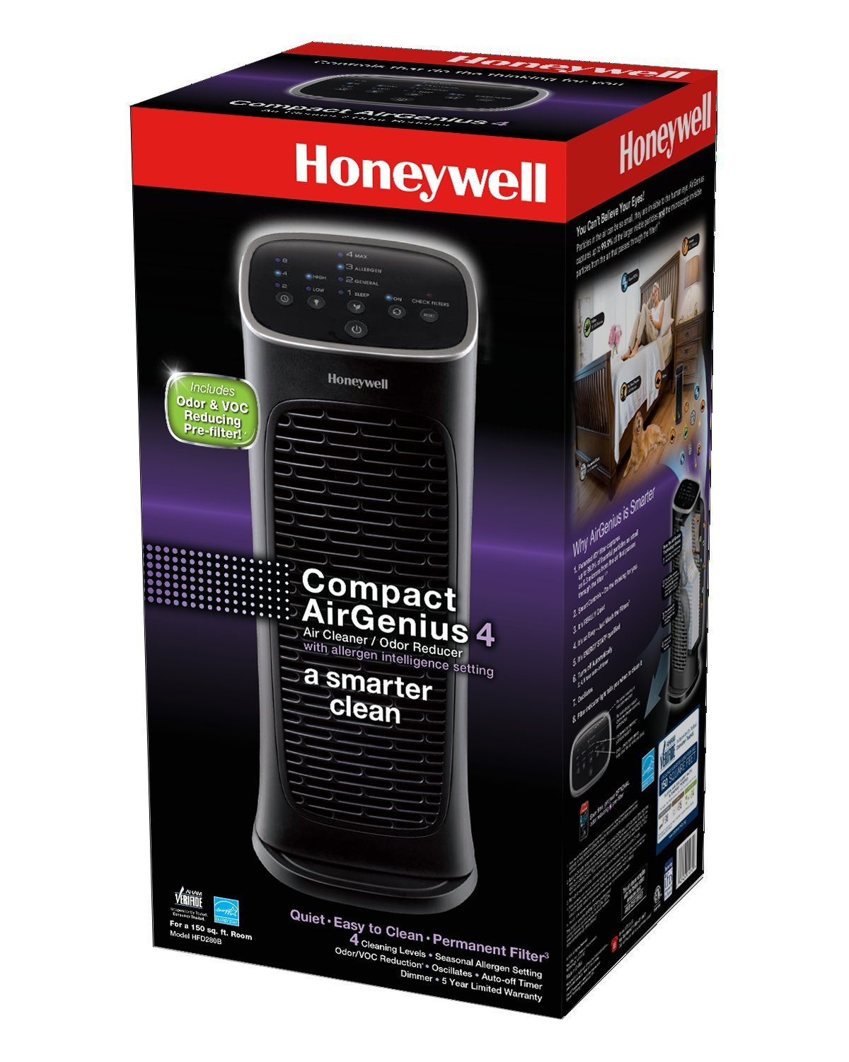 Honeywell Compact AirGenius 4 Air Cleaner/Odor Reducer N2 free image ...