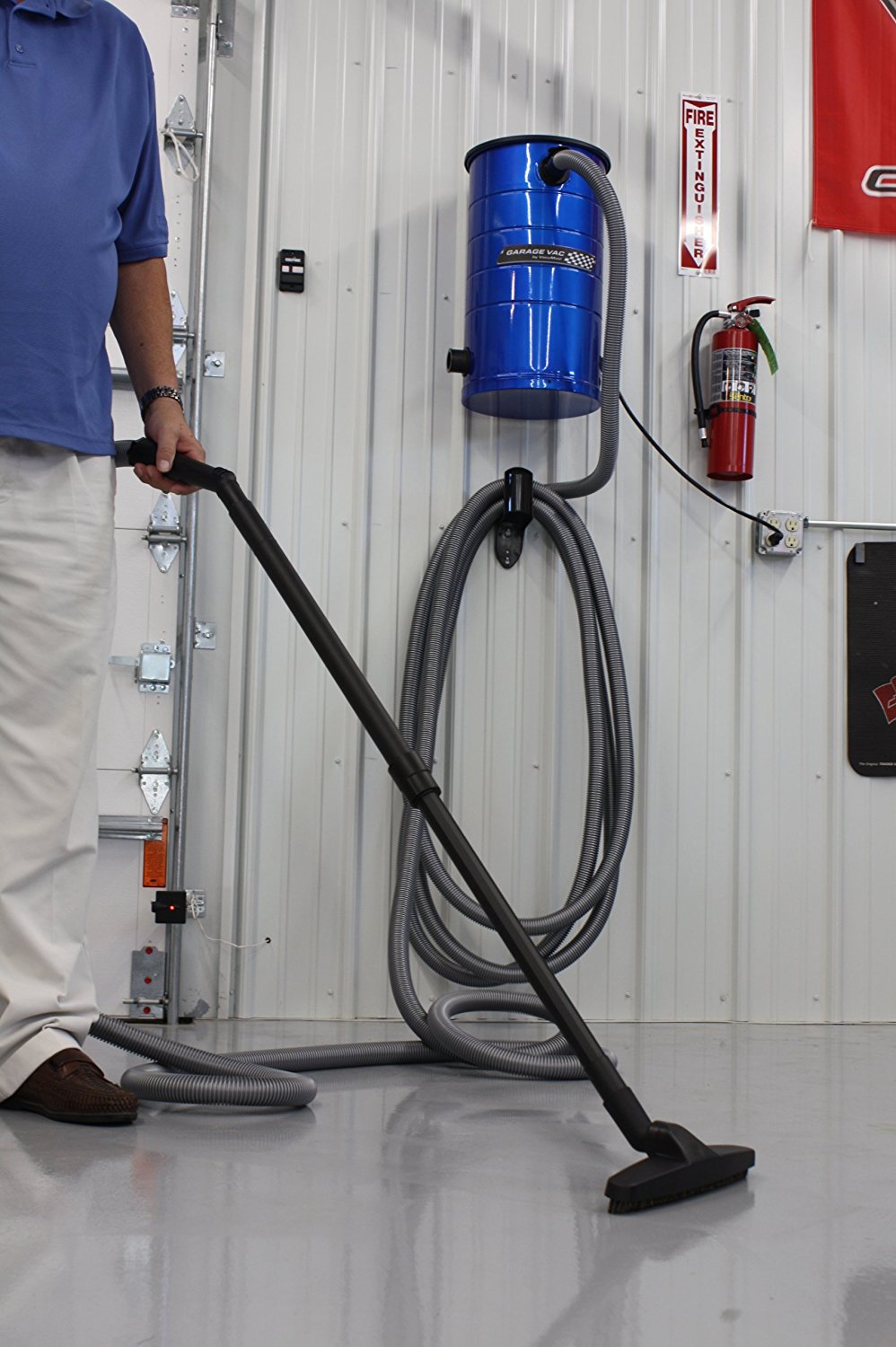 VacuMaid GV30 Wall Mounted Garage Vacuum with 30 ft Hose and Tools free