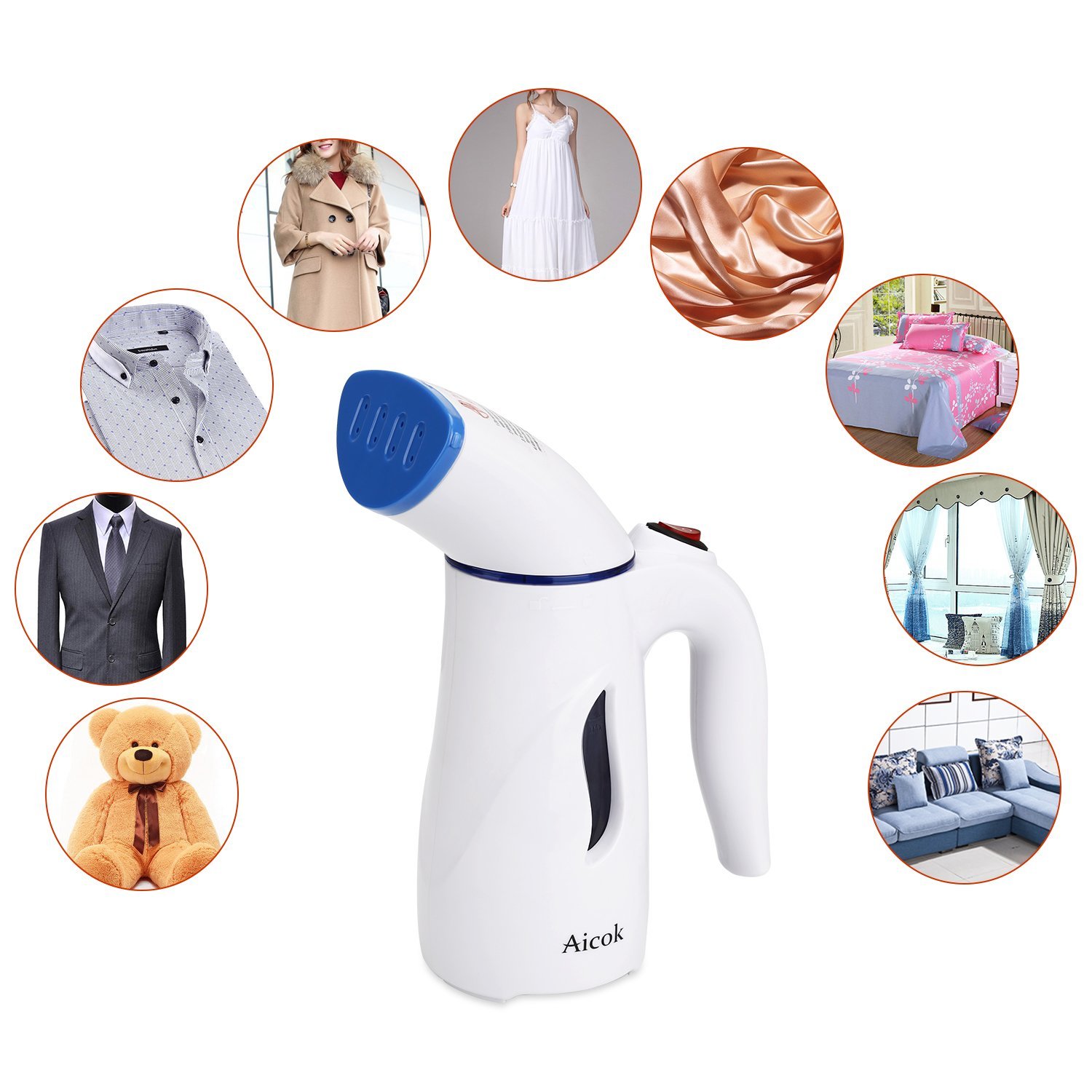 Aicok Mini Travel Garment Steamer, Handheld Portable Fabric Steamer ...