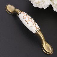 KINGSO Antique Ceramic Gold Lace Vine Door Knob Drawer Cabinet Cupboard Wardrobe Pull Handle Bronze N6