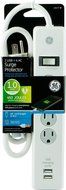 GE 13476 Surge Protector, 10 Outlets, 3000J, 2 USB Ports (2.1A), 6&#039; Cord N2