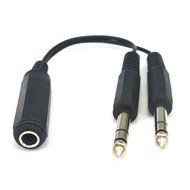 0.6 Feet 6.5mm Female Jack to Dual 6.5mm Male Plug Audio Stereo Connector Splitter Adapter Cable